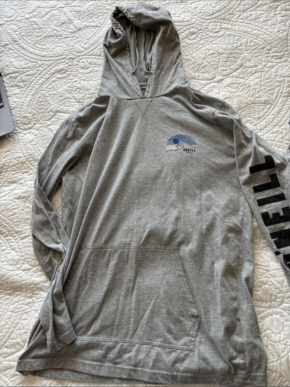O'Neill Gray Hooded Pullover with Sleeve Logo